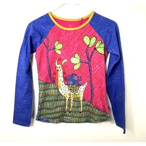 Oilily Tumble T-Shirt AOP Waterpattern w/ Panel Lama Montana Girls Size 152/12Y